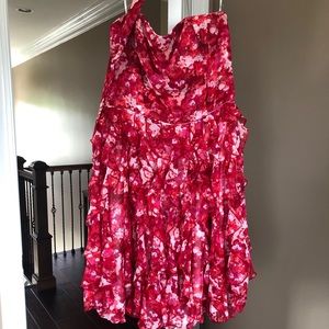 White House black market strapless ruffle dress